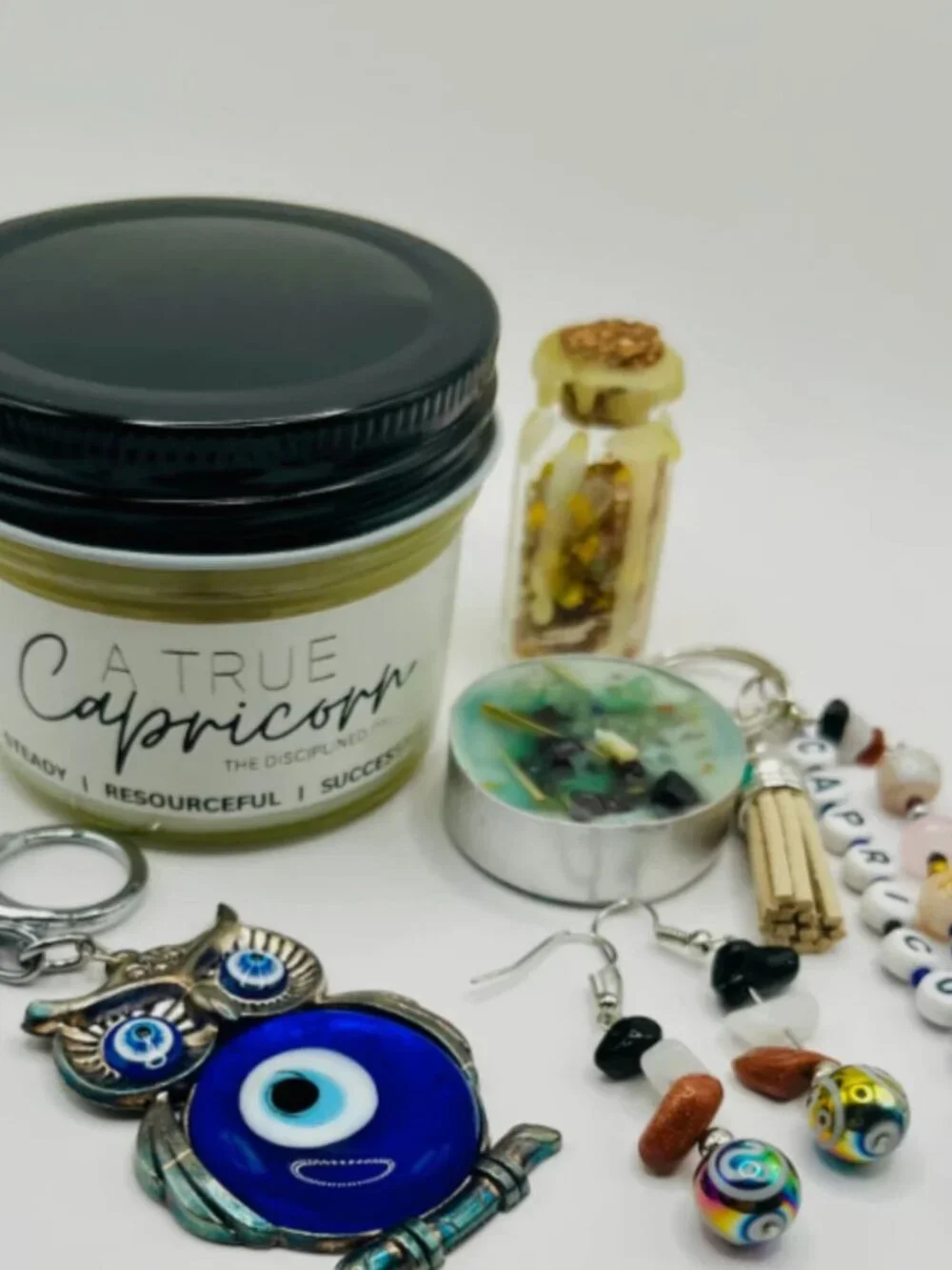 CAPRICORN GIFT Zodiac Healing Crystals Gift Set (6 pc) - FREE abundance candle